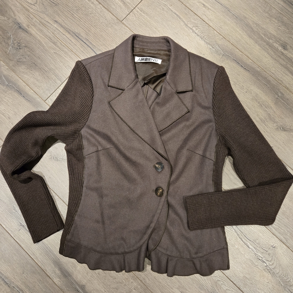 Ambiente Vintage Women's Chocolate Wool Blend Blazer